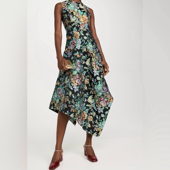 Marques' Almeida Brocade Sleeveless DENIM Dress Assymetric Hem size L(8) NWT - Picture 2 of 15